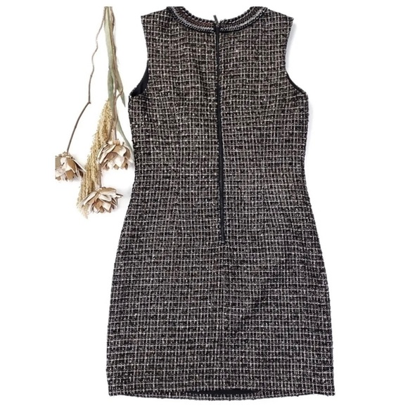 Laundry by Shelli Segal Sz 8 Black Metallic Boucle Tweed Sheath Dress Chain - Picture 9 of 12